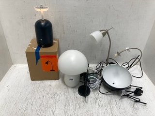 QTY OF ASSORTED LIGHTING ITEMS TO INCLUDE JOHN LEWIS & PARTNERS WHITE MUSHROOM TOUCH LAMP: LOCATION - BR15