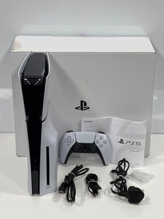 SONY PLAYSTATION 5 (SLIM) 1TB GAMES CONSOLE IN WHITE: MODEL NO CFI-2016 (WITH BOX AND ACCESSORIES, SOME SLIGHT COSMETIC MARKS ON CASING) [JPTM127237] THIS PRODUCT IS FULLY FUNCTIONAL AND IS PART OF O