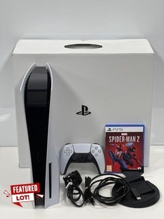 SONY PLAYSTATION 5 WITH MARVEL SPIDER-MAN 2 GAME 825 GB GAMES CONSOLE IN WHITE: MODEL NO CFI-1216A (WITH BOX AND ACCESSORIES, SOME COSMETIC MARKS ON CASING) [JPTM127249] THIS PRODUCT IS FULLY FUNCTIO