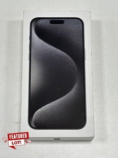 APPLE IPHONE 15 PRO MAX 256GB SMARTPHONE IN BLACK TITANIUM: MODEL NO A3106 (WITH BOX & ALL ACCESSORIES) [JPTM127242] (SEALED UNIT) THIS PRODUCT IS FULLY FUNCTIONAL AND IS PART OF OUR PREMIUM TECH AND