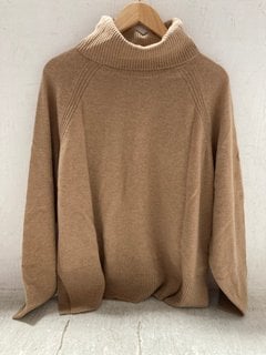 WHISTLES CASHMERE ROLL NECK KNIT JUMPER IN BROWN SIZE: M - RRP - £199: LOCATION - H8