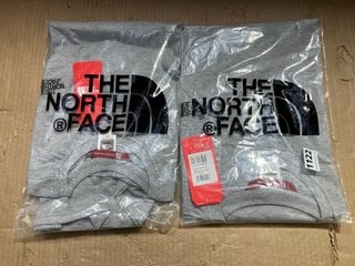 2 X THE NORTH FACE LOGO PRINT SHORT SLEEVE TSHIRTS IN LIGHT GREY SIZE: M AND XL: LOCATION - H0