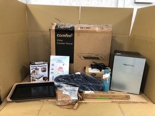 QTY OF ASSORTED HOUSE HOLD ITEMS TO INCLUDE COMFEE COOKER HOOD MODEL: KWH-SLIF17B-60 , RUSSELL HOBBS MINI FRIDGE: LOCATION - G14