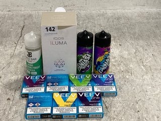 QTY OF ASSORTED VAPE ITEMS TO INCLUDE IQOS ILUMA SMARTCORE INDUCTION SYSTEM (PLEASE NOTE: 18+YEARS ONLY. ID MAY BE REQUIRED): LOCATION - E6