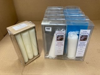 10 X ASSORTED CHRISTENING CANDLES TO INCLUDE PACK OF 9 X 3/4'' CHURCH CANDLES WITH BEESWAX: LOCATION - E9