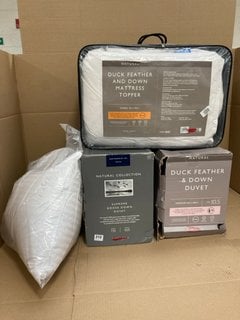 4 X ASSORTED JOHN LEWIS AND PARTNERS BED ITEMS TO INCLUDE SUPER KING SIZE NATURAL COLLECTION SUPREME GOOSE DOWN DUVET: LOCATION - E10