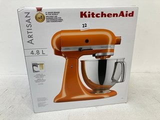 KITCHEN AID ARTISAN 4.8L STAND MIXER IN ORANGE - RRP - £479: LOCATION - E0