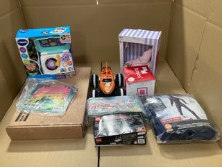 QTY OF ASSORTED JOHN LEWIS AND PARTNERS CHILDRENS ITEMS TO INCLUDE HOT WHEELS MONSTER TRUCK IN TIGER PRINT ORANGE: LOCATION - E14