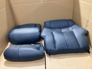 3 PIECE LEATHER SEAT OFFICE CHAIR WITHOUT BASE IN NAVY: LOCATION - E14