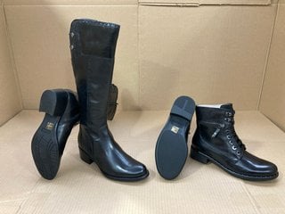 JONES BOOT MAKERS RACHELS LEATHER KNEE HIGH BOOTS IN BLACK SIZE: 6 TO INCLUDE REGARDE LE CIEL WOMENS SINO LEATHER LACE UP BOOTS IN BLACK SIZE: 6: LOCATION - E16