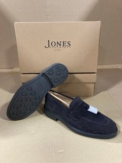 2 X JONES BOOT MAKERS ROGAN SUEDE SLIP ON LOAFERS IN DARK BROWN SIZE: 7 AND 8: LOCATION - E18