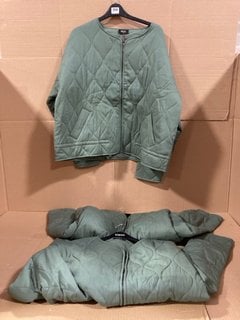 3 X KLASS WOMENS QUILTED ZIP UP JACKETS IN GREEN SIZE: 18 , 20 AND 22: LOCATION - E18