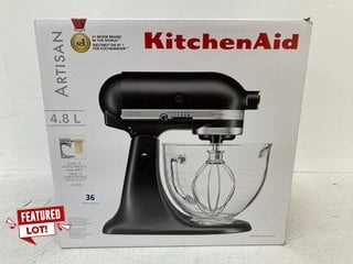 KITCHEN AID ARTISAN 4.8L STAND MIXER IN BLACK - RRP - £479: LOCATION - E1