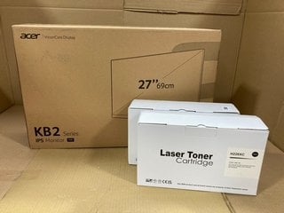 2 X LASER TONER CARTRIDGES IN BLACK TO INCLUDE ACER 27'' LED MONITOR MODEL: KB272 - RRP - £114: LOCATION - F17