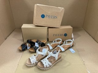 3 X ASSORTED PAVERS WOMENS SHOES TO INCLUDE LEATHER BUCKLE STRAP HEELED SANDALS IN BLACK SIZE: 5: LOCATION - F16