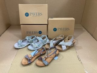 3 X ASSORTED PAVERS WOMENS SHOES TO INCLUDE PATTERNED VELCRO STRAP SANDALS IN MULTI SIZE: 5: LOCATION - F16