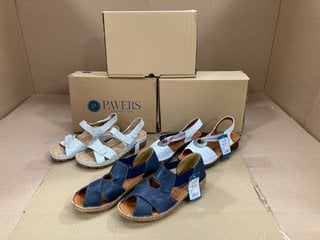 3 X ASSORTED PAVERS WOMENS SHOES TO INCLUDE FLORAL PATTERNED VELCRO STRAP SANDALS IN WHITE SIZE: 5: LOCATION - F16