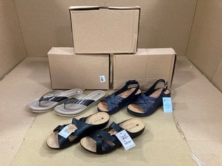 3 X ASSORTED PAVERS WOMENS SHOES TO INCLUDE SEQUIN PATTERNED STRAP FLIP FLOPS IN BLACK SIZE: 7: LOCATION - F16