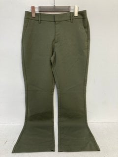 PULZ JEANS WOMENS BOOTCUT LEG HIGH WAIST TROUSERS IN DARK GREEN SIZE: 38'': LOCATION - E1