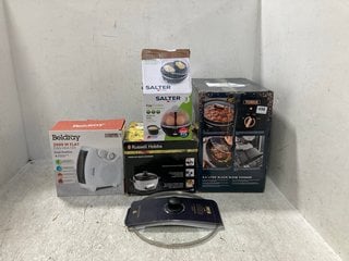 5 X ASSORTED KITCHEN ITEMS TO INCLUDE RUSSELL HOBBS MEDIUM RICE COOKER , TOWER ROSE GOLD EDITION 6.5L BLACK SLOW COOKER: LOCATION - F10