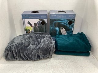 GREEN VELVETY HEATED THROW TO INCLUDE HEATED PONCHO IN GREY: LOCATION - F7