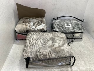 3 X DREAMLAND HUGGY DAYS LUXURY FAUX FUR WARMING THROWS: LOCATION - F3