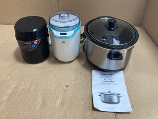 3 X ASSORTED ITEMS TO INCLUDE MULTI YOGHURT MAKER IN LIGHT BLUE AND WHITE: LOCATION - 3 X