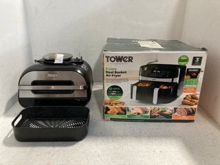 2 X ASSORTED KITCHEN APPLIANCES TO INCLUDE TOWER 9L DUAL BASKET AIR FRYER: LOCATION - G5