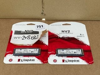 2 X KINGSTON NV2 PCIE 4.0 NVME M.2 SOLID STATE DRIVES - RRP - £100: LOCATION - G6