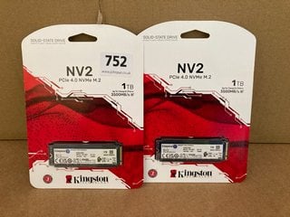 2 X KINGSTON NV2 PCIE 4.0 NVME M.2 SOLID STATE DRIVES - RRP - £100: LOCATION - G6