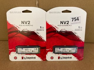 2 X KINGSTON NV2 PCIE 4.0 NVME M.2 SOLID STATE DRIVES - RRP - £100: LOCATION - G6