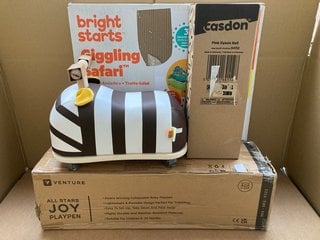 4 X ASSORTED BABY ITEMS TO INCLUDE BRIGHT STARS GIGGLING SAFARI WALKER , CASDON PINK BALL DYSON TOY VACUUM CLEANER: LOCATION - G6