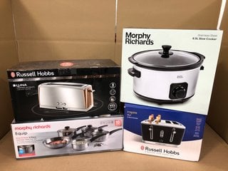 4 X ASSORTED ITEMS TO INCLUDE RUSSELL HOBBS LUNA COPPER ACCENTS LONG SLOT TOASTER: LOCATION - G10