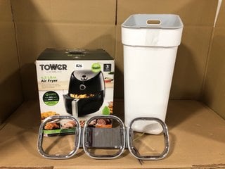 3 X ASSORTED HOUSE HOLD ITEMS TO INCLUDE TOWER 4.3L AIR FRYER IN BLACK: LOCATION - G11