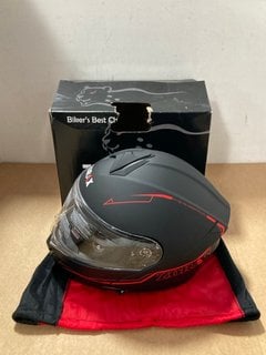 ZORAX ZOR - 838/SAFARI PROTECTIVE MOTORCYCLE HELMET IN MATTE BLACK AND RED SIZE: XL: LOCATION - H18