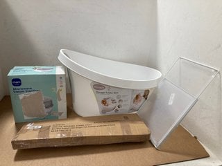 4 X ASSORTED BABY ITEMS TO INCLUDE LARGE SUPPORTIVE BATH IN WHITE: LOCATION - H18