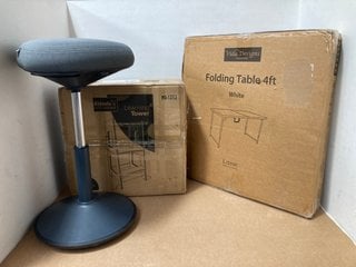 3 X ASSORTED ITEMS TO INCLUDE 4 FOOT FOLDING TABLE: LOCATION - H17