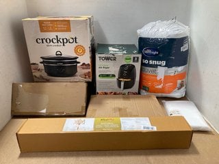 QTY OF ASSORTED HOUSE HOLD ITEMS TO INCLUDE CROCKPOT 6.5L SLOW COOKER , SILENT NIGHT SINGLE SIZE SO SNUG DUVET: LOCATION - H16