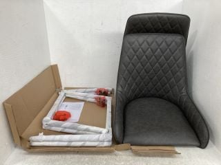 SET OF 2 QUILTED LEATHER SEAT WITH METAL FRAME DINING CHAIR: LOCATION - H13