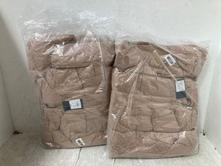 2 X GET MOD WOMENS LONGLINE ZIP UP COATS IN LIGHT BROWN SIZE: XL: LOCATION - H13