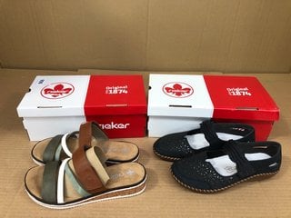 2 X ASSORTED RIEKER SHOES TO INCLUDE MULTI VELCRO STRAP SANDALS IN MULTI SIZE: 5: LOCATION - H9