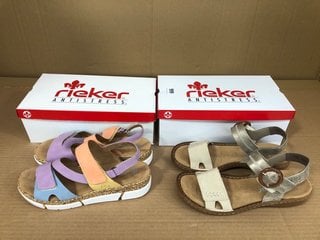 2 X ASSORTED RIEKER WOMENS CHUNKY SANDALS IN MULTI AND GREEN SIZE: 39 EU: LOCATION - H9