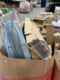 PALLET OF ASSORTED ITEMS TO INCLUDE VILEDA BLUE & WHITE IRONING BOARD: LOCATION - A5 (KERBSIDE PALLET DELIVERY)