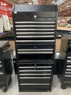 6 DRAWER BLACK METAL LOCKABLE TOOL CHEST WITH TOP STORAGE TO INCLUDE 5 DRAWER BLACK METAL DEEP DRAW TOOL CHEST: LOCATION - A2