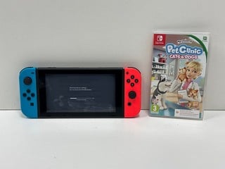 NINTENDO SWITCH 32 GB GAMES CONSOLE (ORIGINAL RRP - £294) IN NEON BLUE & NEON RED: MODEL NO HAC-001(-01, 2 JOY-CON CONTROLLER, DOCK, JOY-CON GRIP, AC ADAPTER, HDMI CABLE AND JOY-CON STRAPS, TO INCLUD