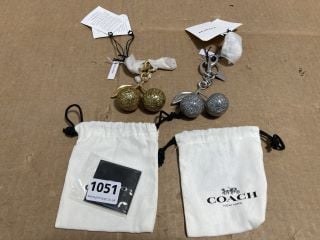 2X COACH CHERRY BAG CHARM IN BRASS AND SILVER: LOCATION - D7