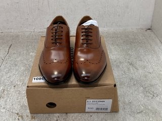 DUNE LONDON MENS 511 UCONN TAN LEATHER PUNCH WINGTIP OXFORD SHOES - UK SIZE: 9: LOCATION - D6