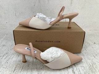 DUNE LONDON WOMENS 625 CUBE BLUSH LEATHER COLOUR BLOCK KITTEN SHOES - UK SIZE: 4: LOCATION - D5