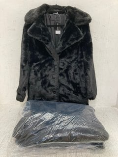 2 X SELECT WOMENS PUSH LONG FUR COATS IN BLACK - UK SIZE: XS AND SMALL: LOCATION - D3