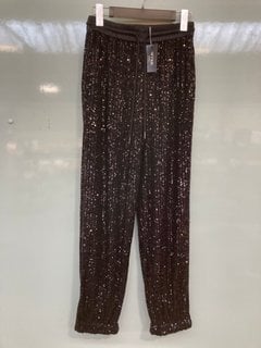 WYSE WOMENS ANIYAH SEQUIN TROUSERS IN BLACK - UK SIZE 6: LOCATION - D1